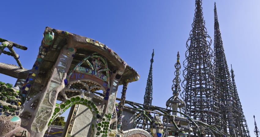 watts towers and watts tower gate in los angeles